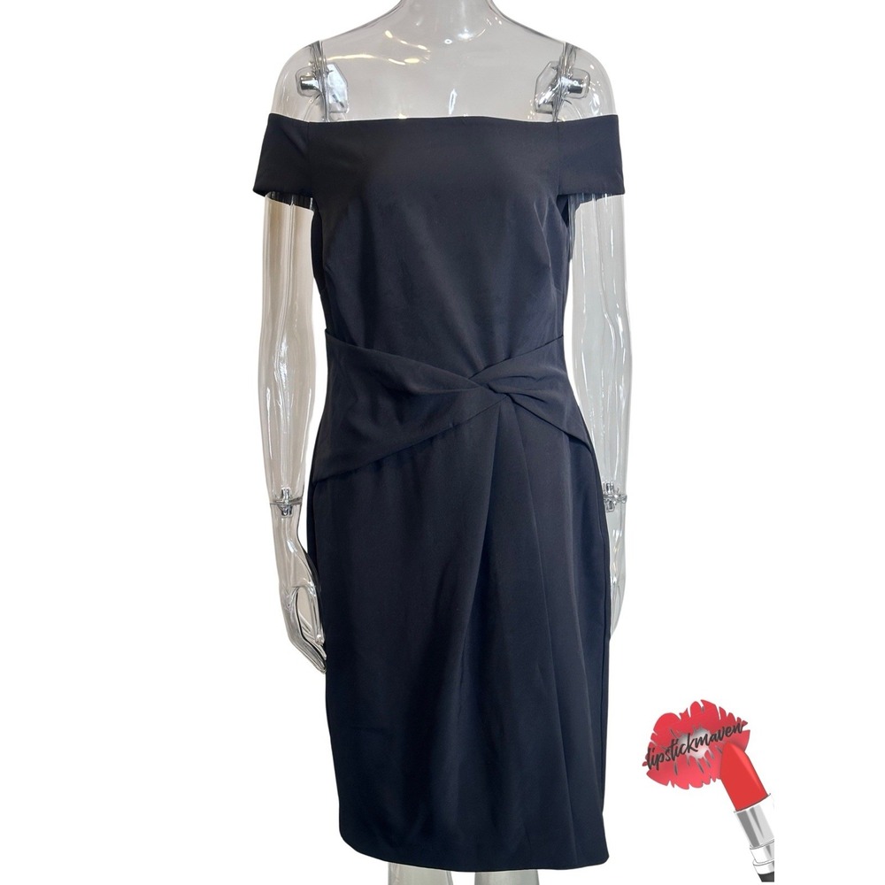 Ralph Lauren Dress Women 10 Black Off The Shoulder Preppy Party Black Label NWT